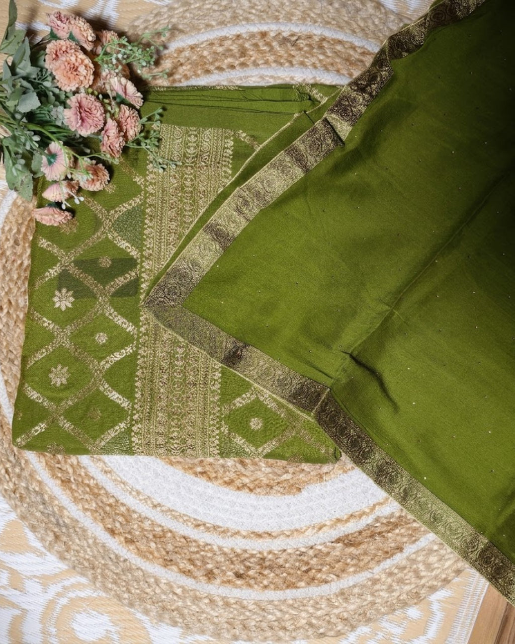 Banarasi Silk Suit with Georgette Dupatta & Silk Bottom