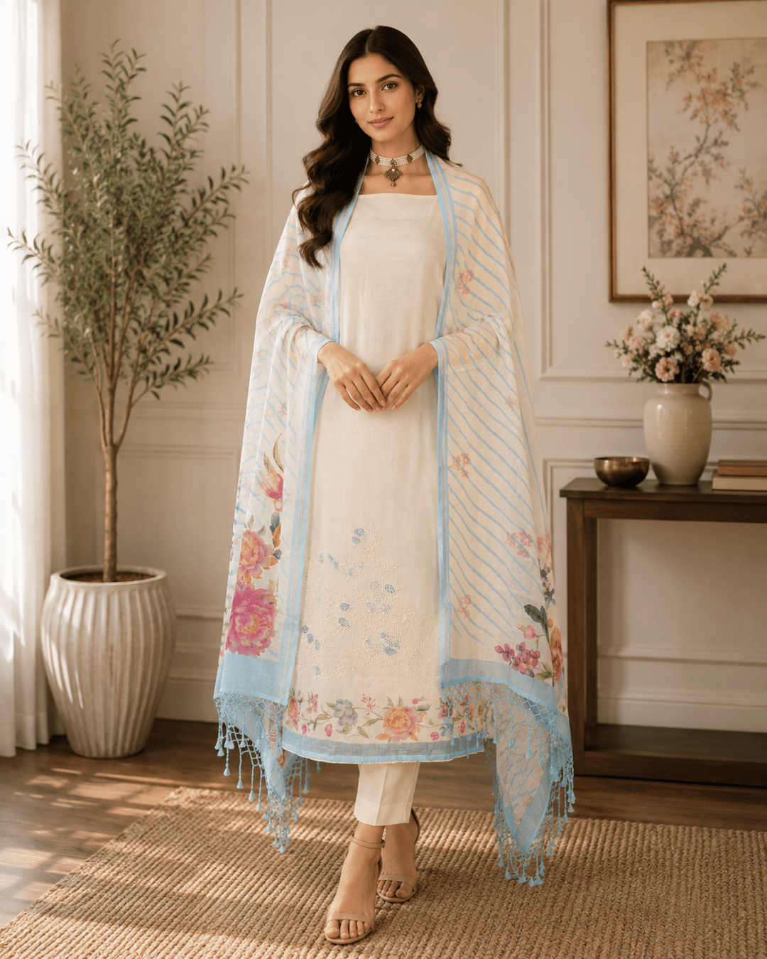 Mal Cotton Chandari Heavy Embroidery