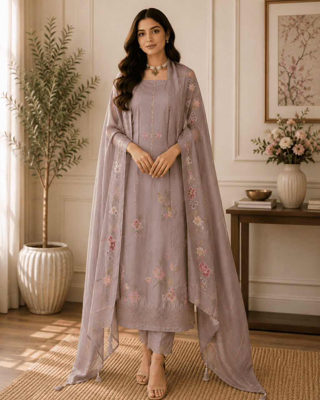 Muslin All Over Embroidery Suit