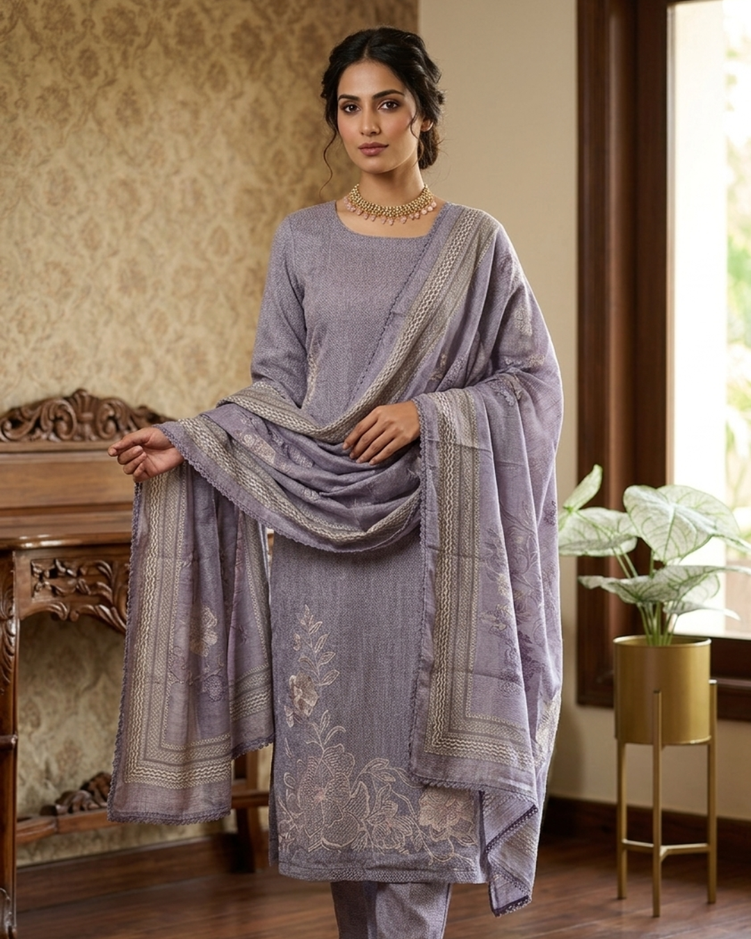 Glace Cotton Shirt & Bottom Muslin Print