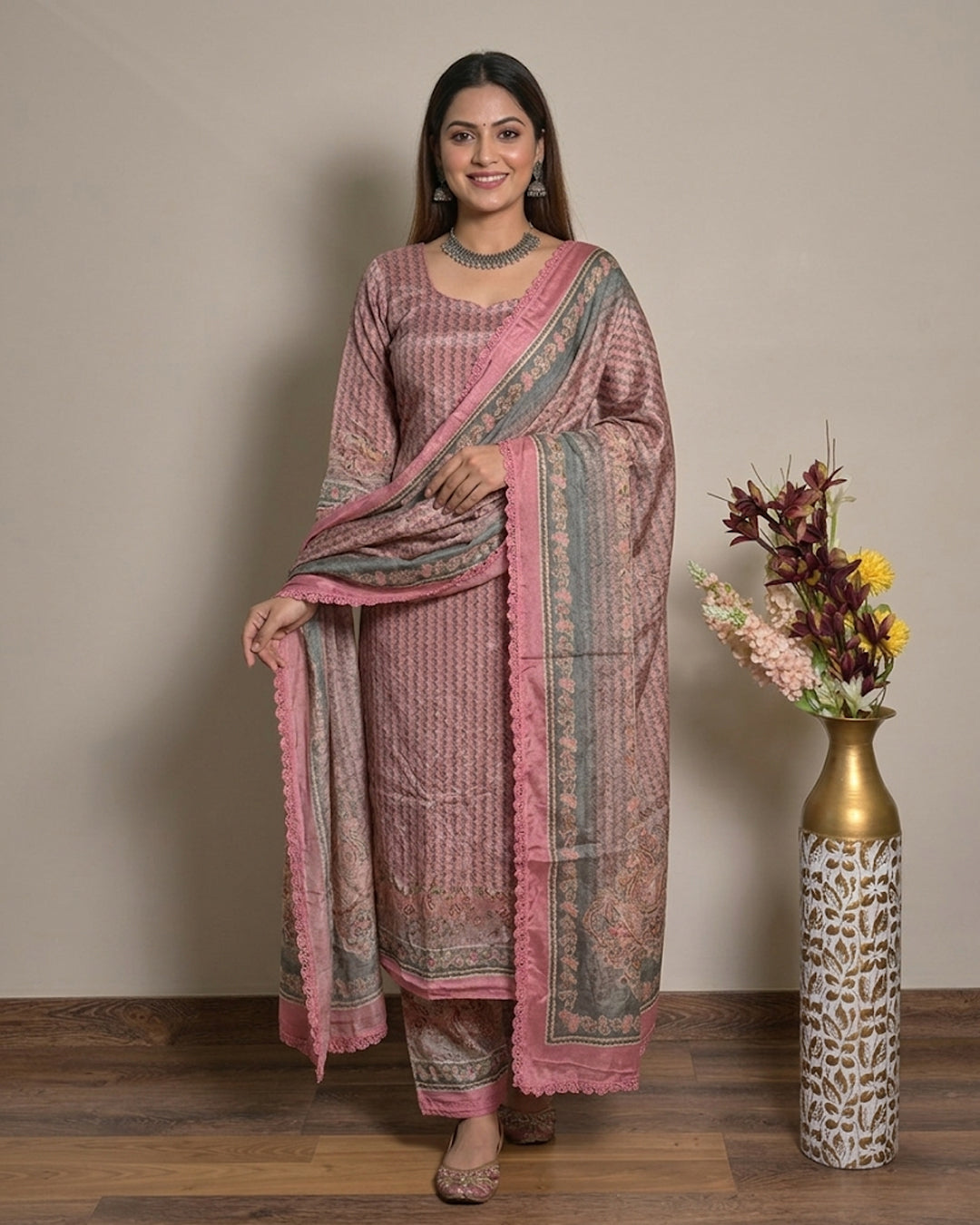 Digital  Printed Suit In Crepe