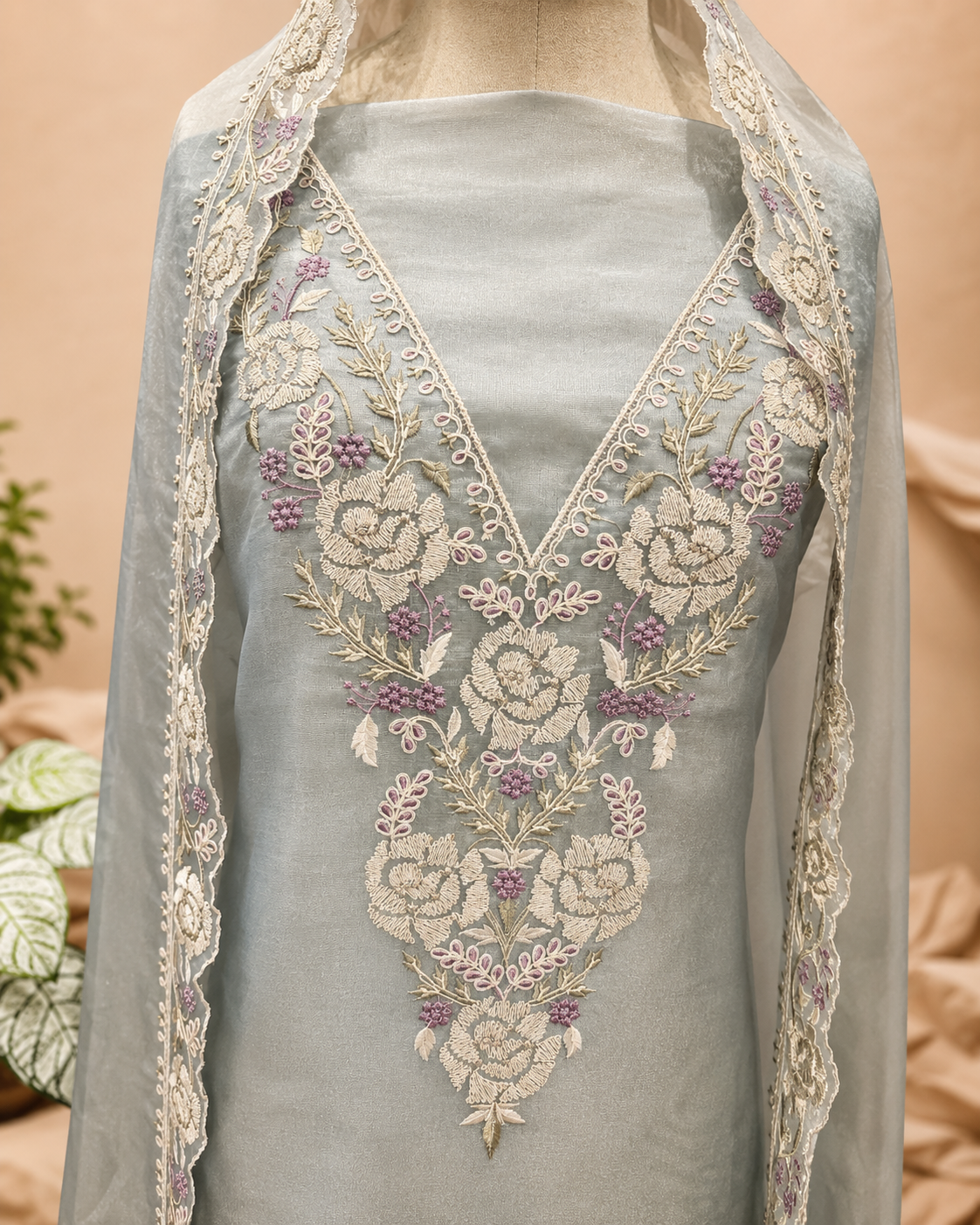 Tissue Suit With Parsi Work