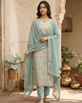 Glace Cotton Suit with Plain Chinnon Dupatta