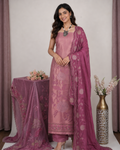 Silk Suit with Embroidered Chinon Dupatta