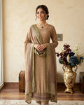 Golden Digital  Printed Suit In Crepe