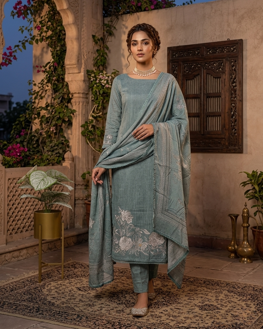 Glace Cotton Shirt & Bottom Muslin Print