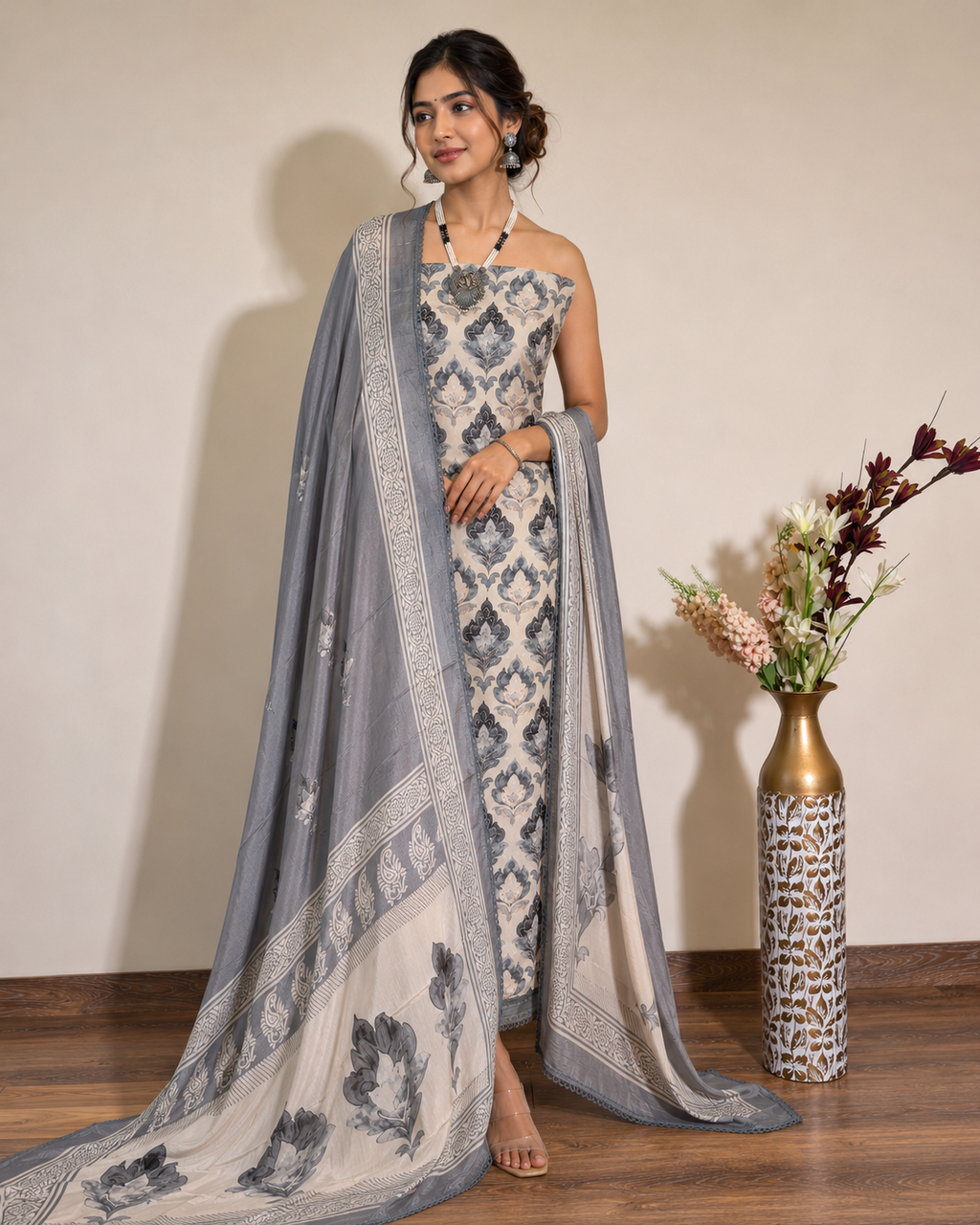 Grey Crepe Suit