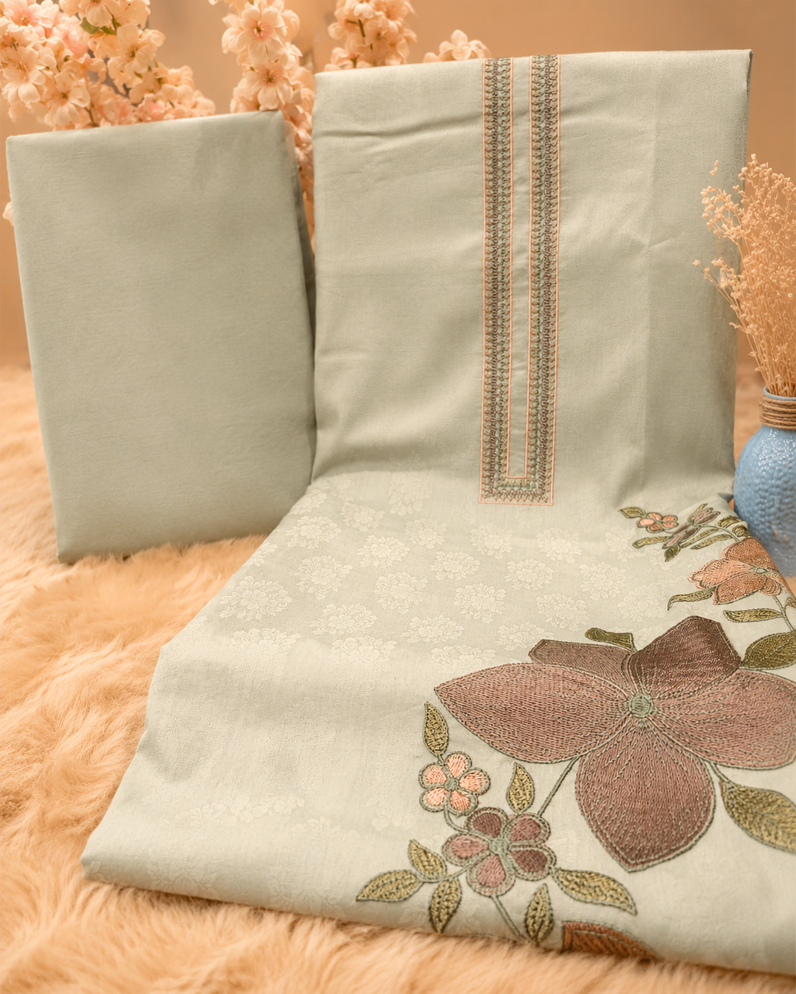 Glace Cotton Suit Plain Allover