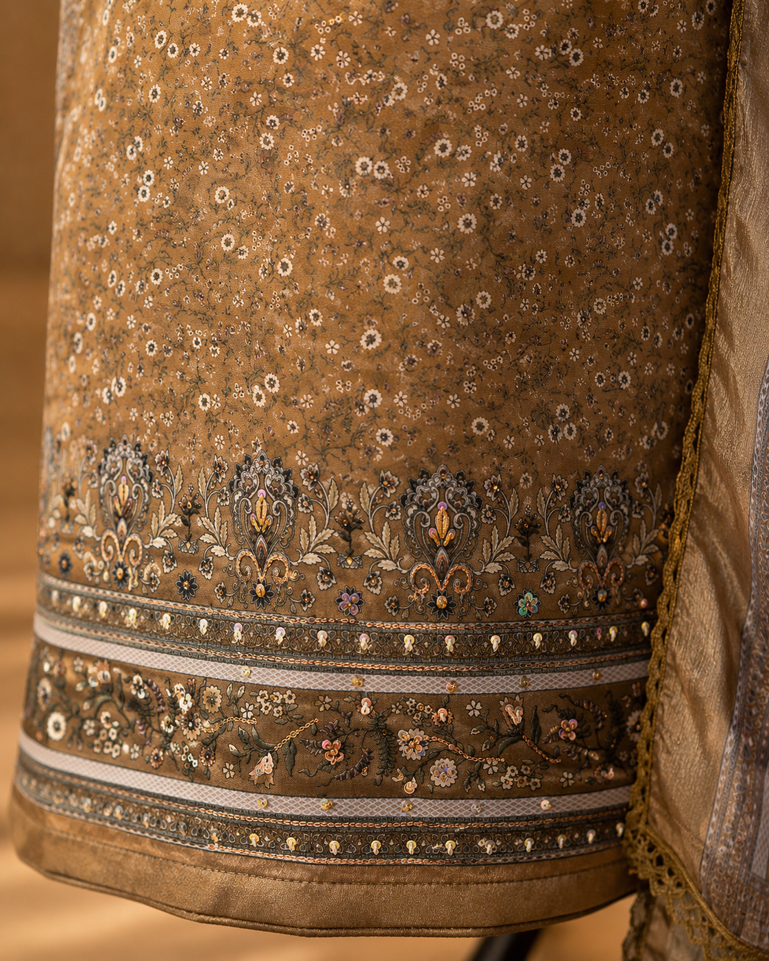 Glace Cotton Suit with Muslin Dupatta