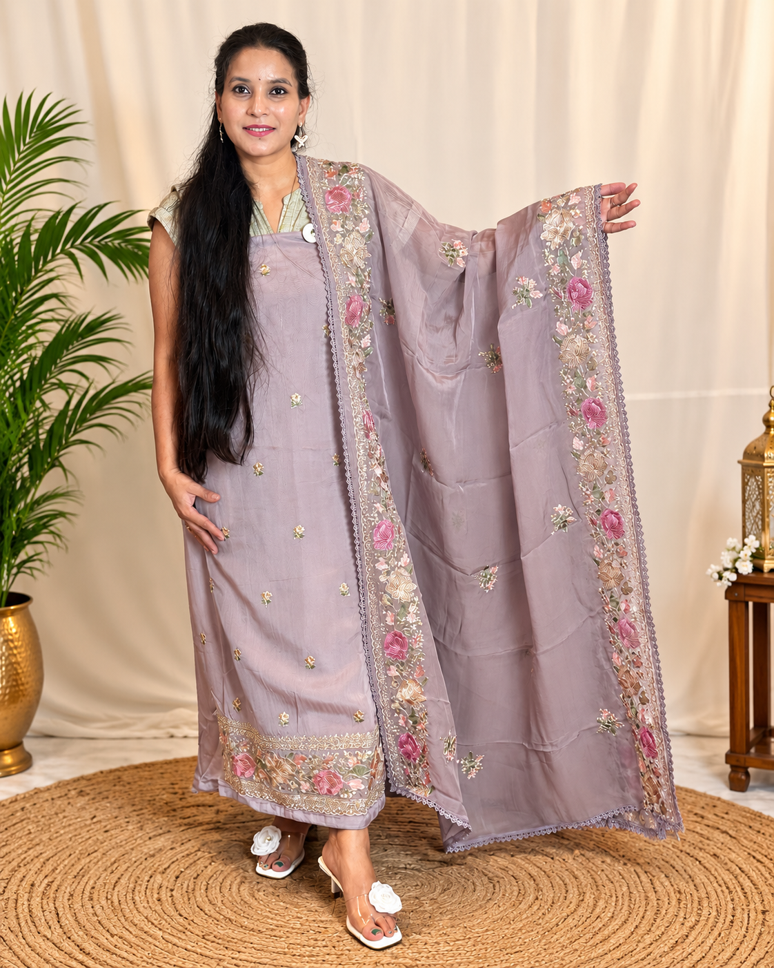 Light Organza Suit with Heavy Embroidery”