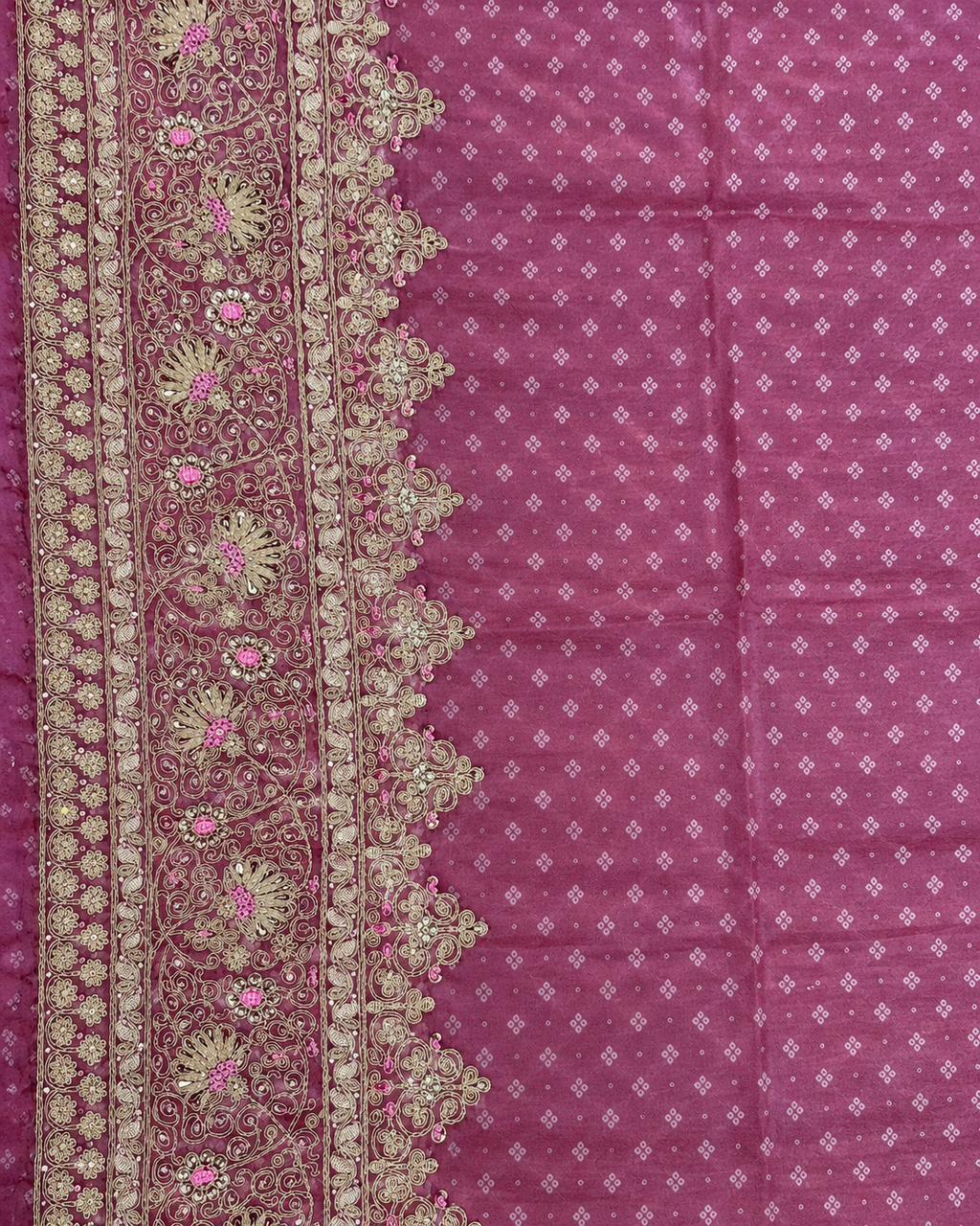 Designer Bandhani Tissue Suit Set with Embroidery