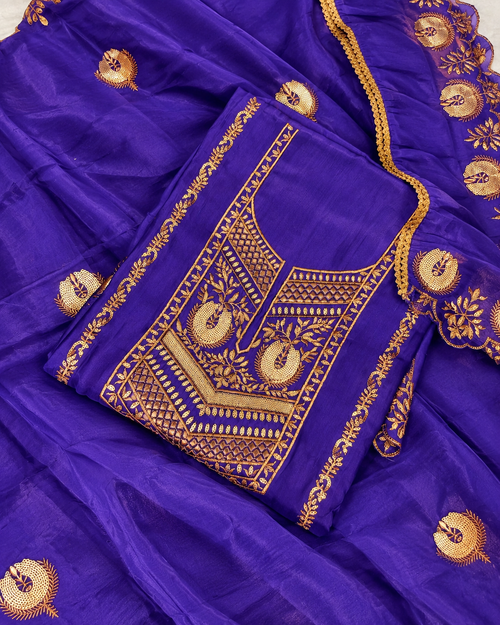 Royal Purple Embroidered Suit Set