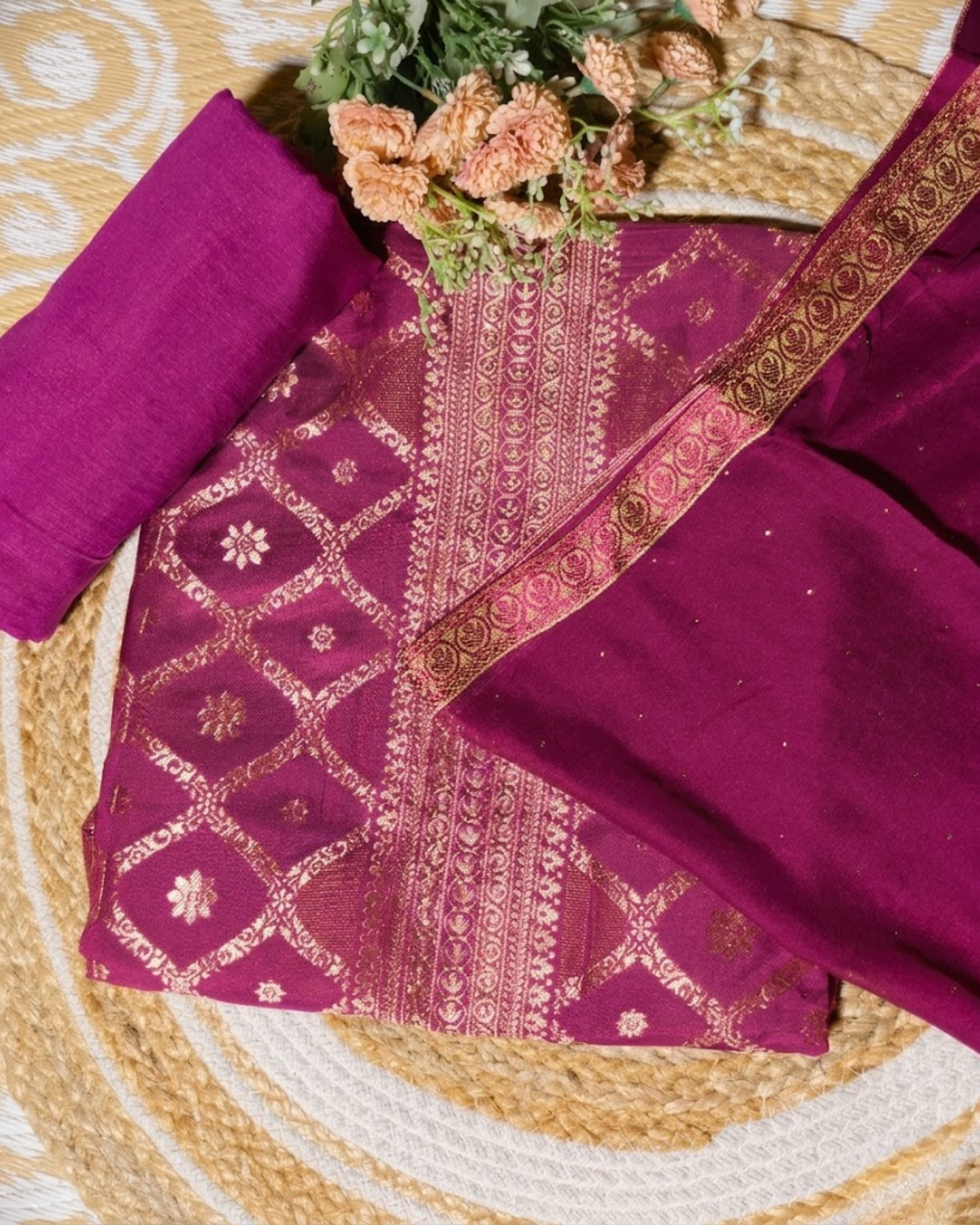Banarasi Silk Suit with Georgette Dupatta & Silk Bottom