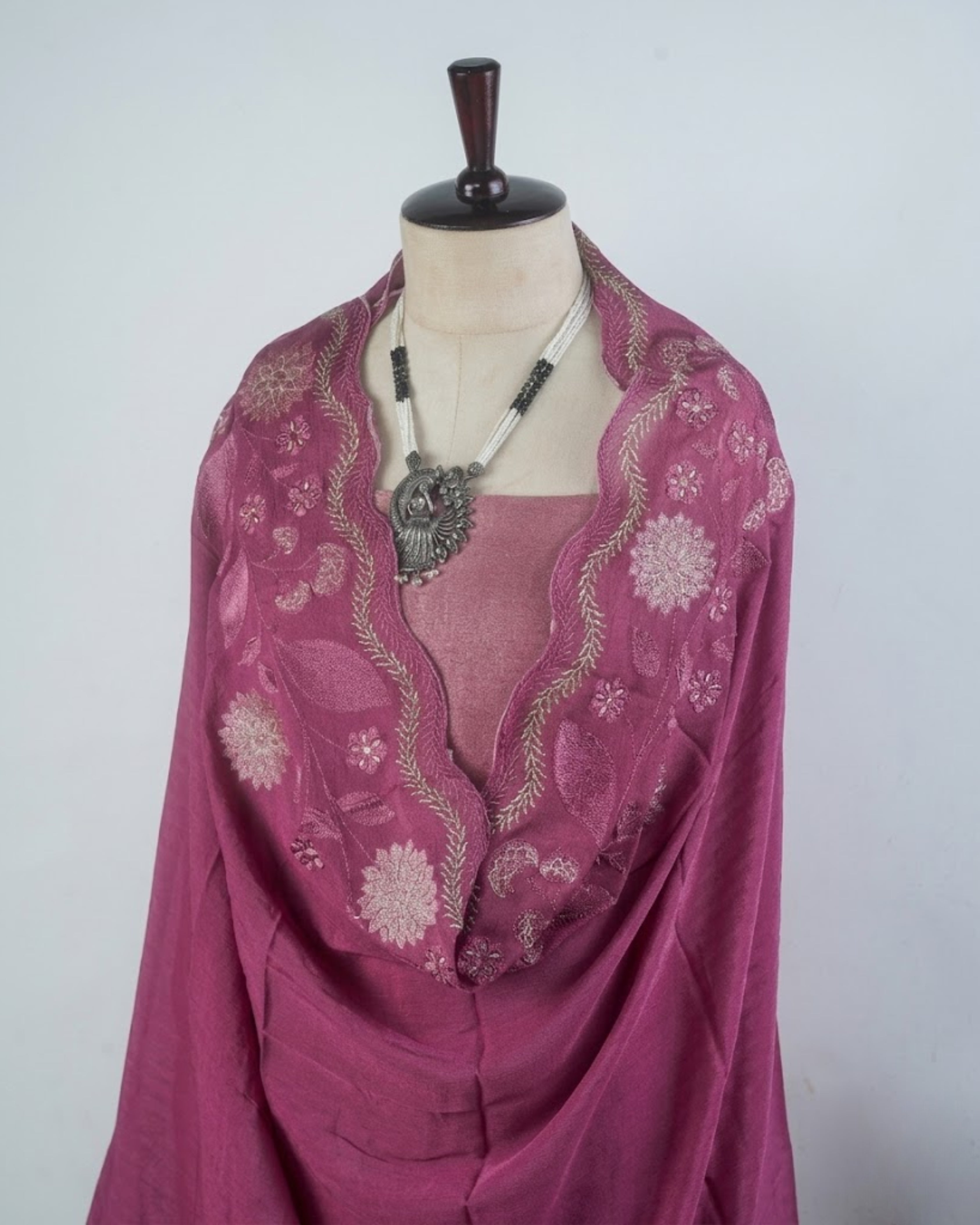 Bridal Suit with Embroidered Chinon Dupatta