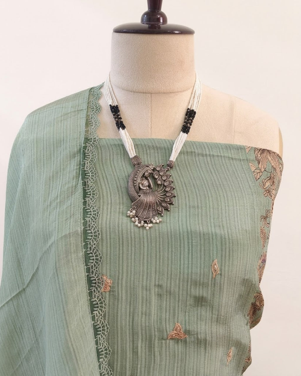 Gucci Silk Printed Bangalori Silk Top & Dupatta Set