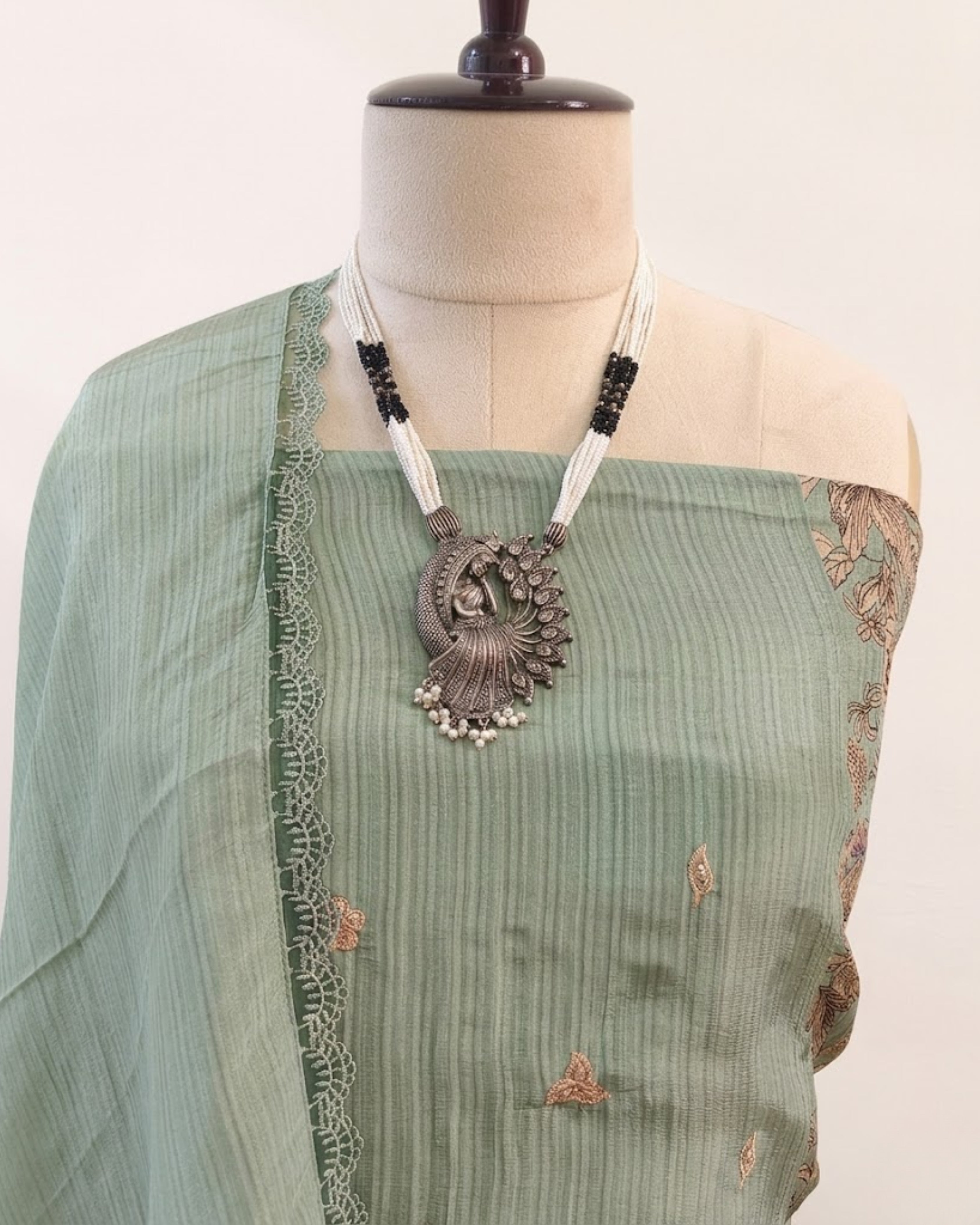 Gucci Silk Printed Bangalori Silk Top & Dupatta Set
