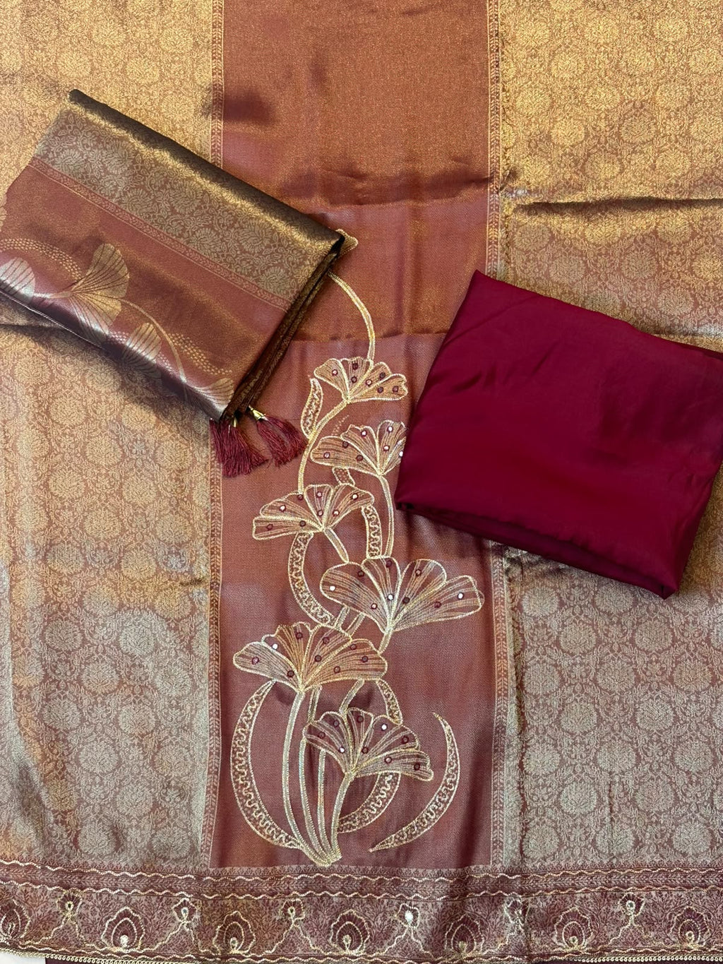 Giraffe Silk Suit with Lily Flower Embroidery