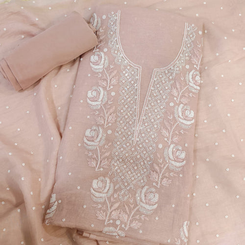 Elegant Mal Chanderi Suit with Exquisite Parsi Embroidery