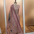 Elegant Organza Suit with Exquisite Neckline Embroidery