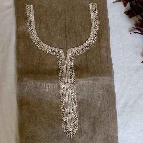 Crush Tissue Suit with Exquisite Parsi Flamingo Embroidery