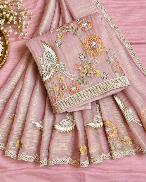 Elegant Masleen Suit with Polka Dot Design & Neckline Embroidery