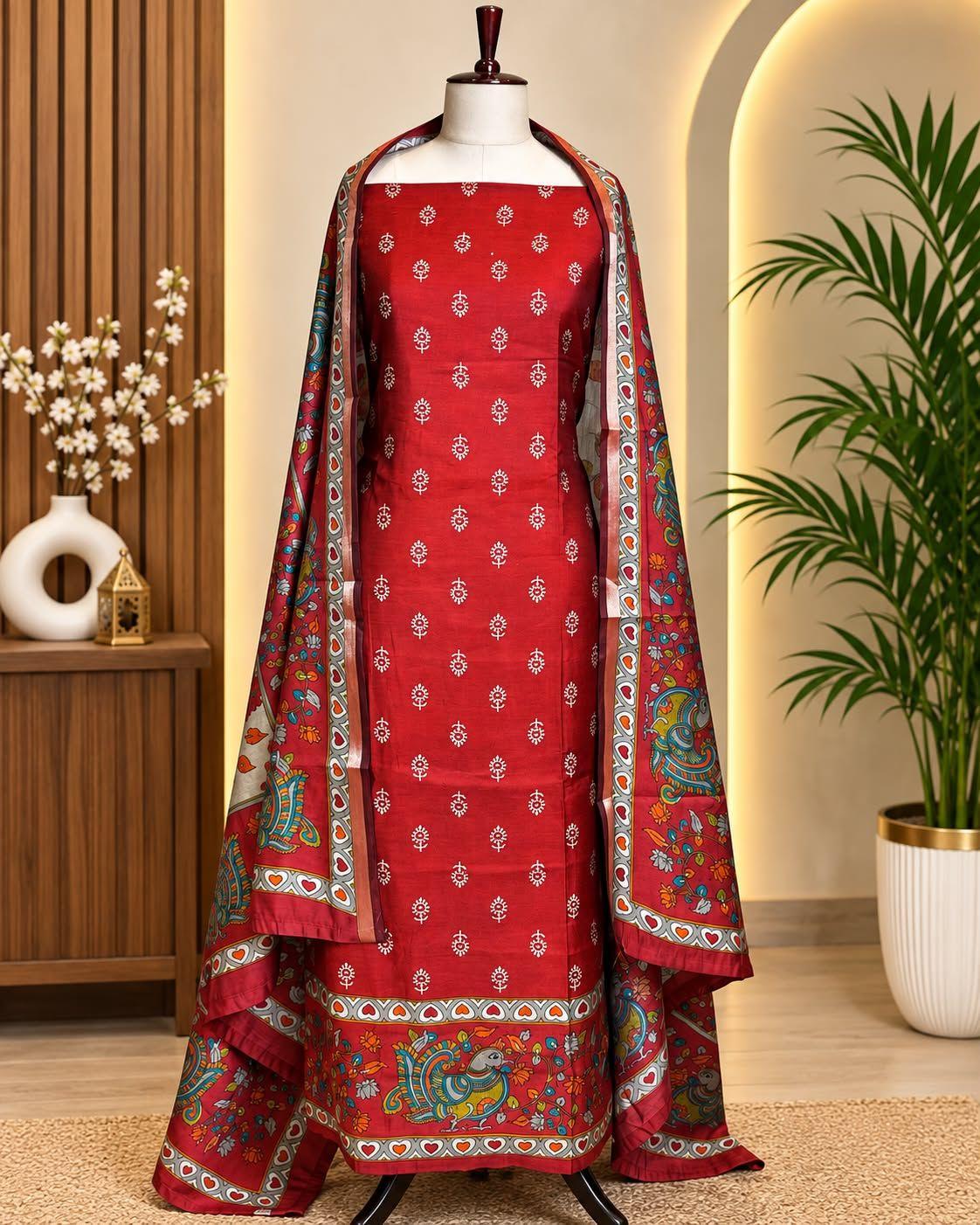 Elegant Maheshwari Silk Suit – Timeless Traditional Elegance