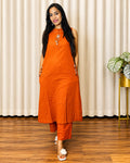Orange Cotton-Linen Co-ord Suit