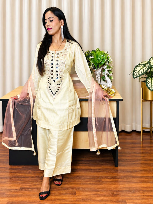 Ivory Embroidered 3-Piece Suit