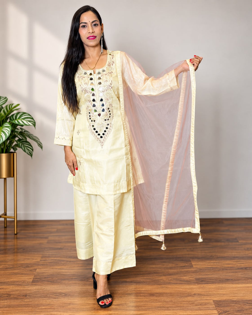 Ivory Embroidered 3-Piece Suit
