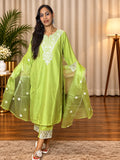 Lime Green Embroidered 3-Piece Suit