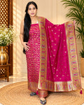 Banarasi Silk with Multicolour Embroidered Suit