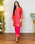 Elegant Red & Gold Printed Kurta Set