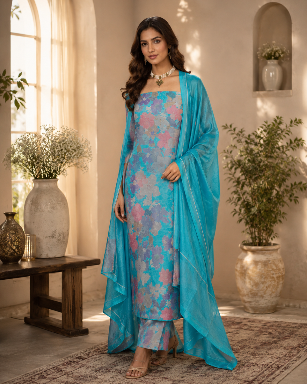Muslin Digital Skyblue