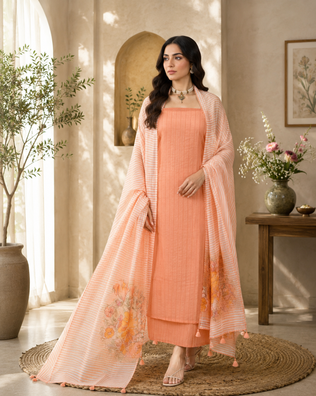 Plain Mul Cotton Designer Dupatta