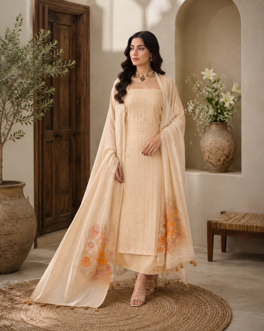 Plain Mul Cotton Designer Dupatta