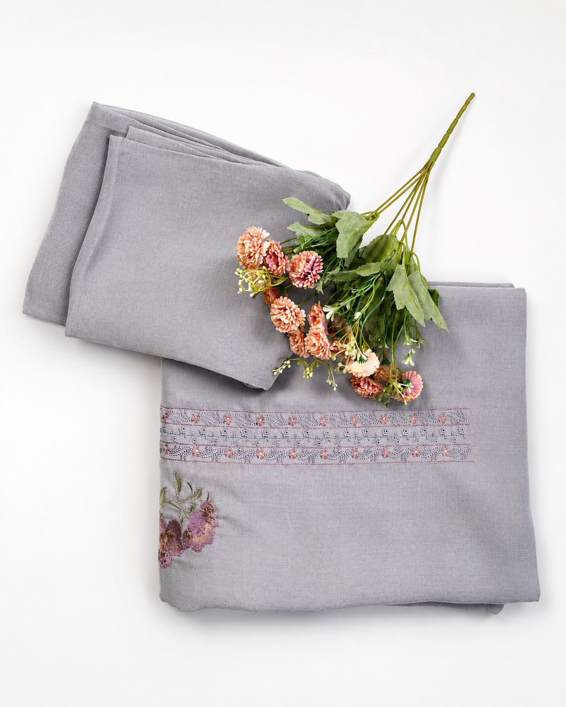Glace Cotton Ovverall with Plain Chiffon Dupatta