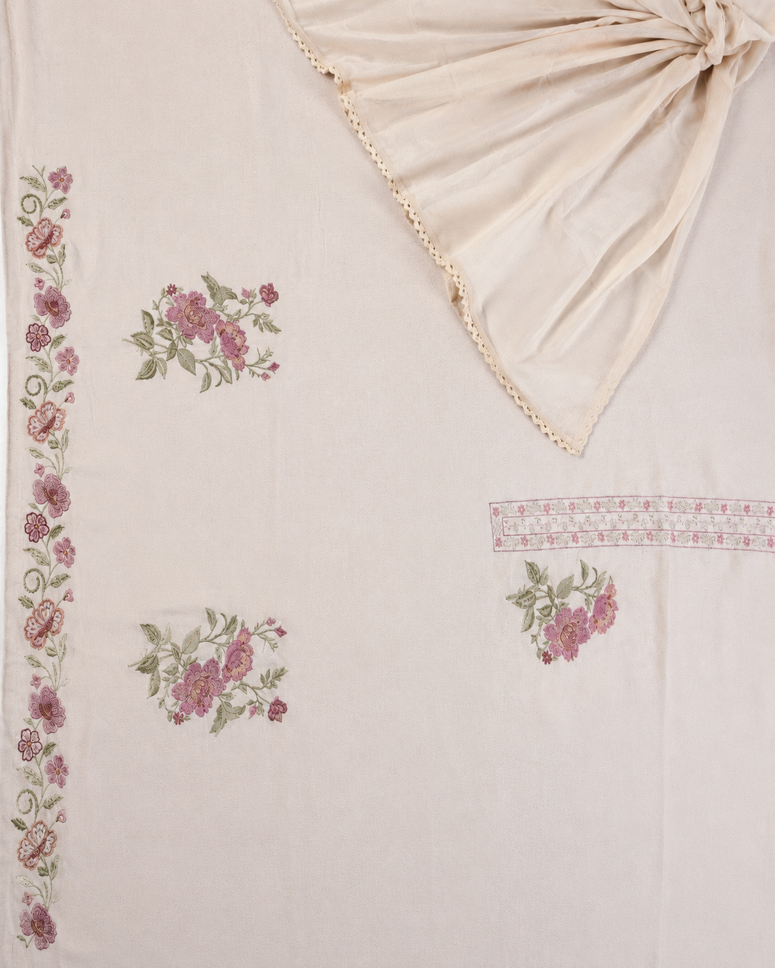 Glace Cotton Ovverall with Plain Chiffon Dupatta