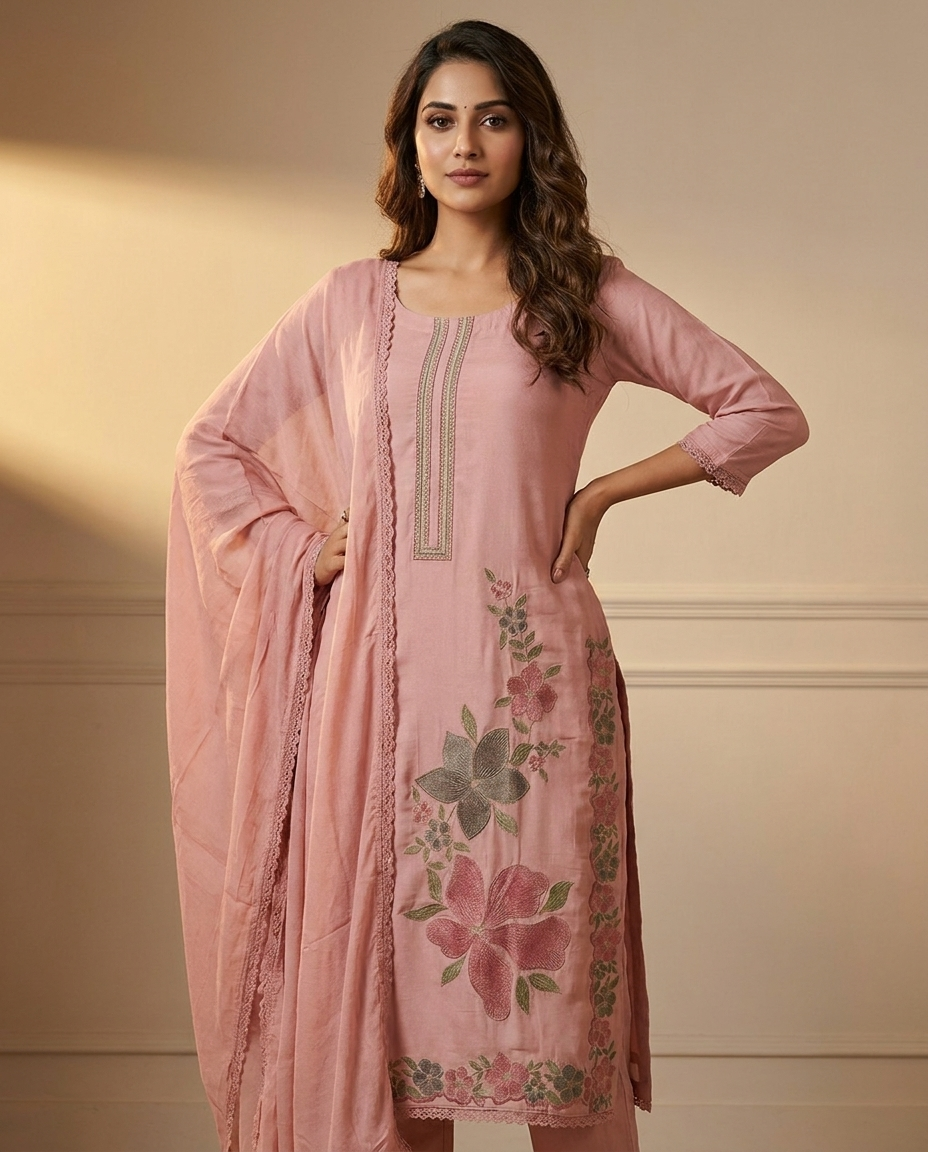 Glace Cotton Suit Plain Allover