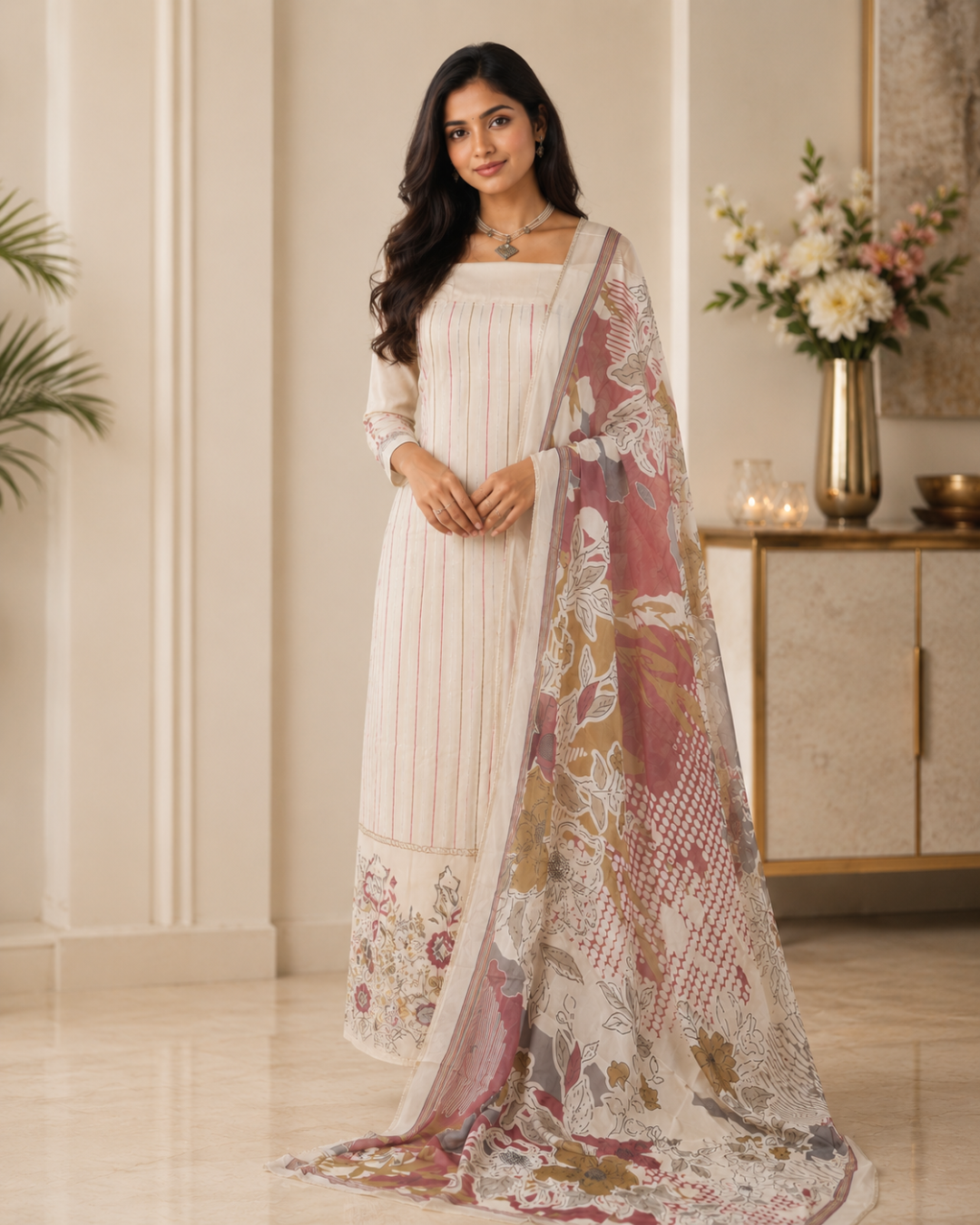 Printed Dupatta Organza Suit