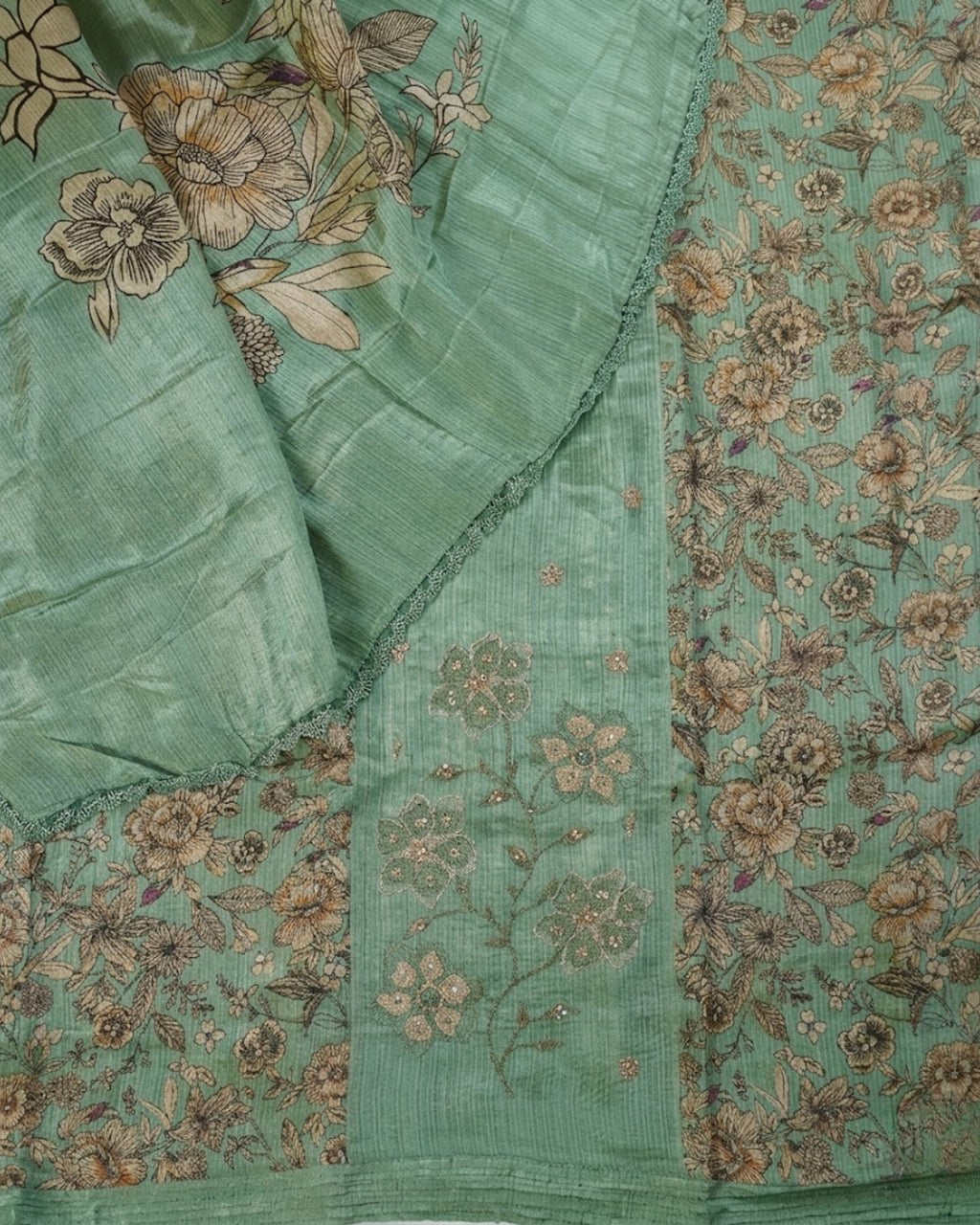 Gucci Silk Printed Bangalori Silk Top & Dupatta Set