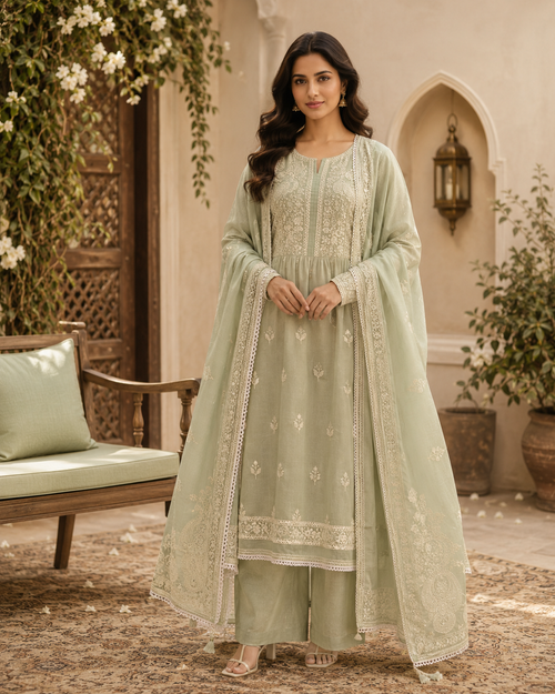 Chikankari Mul Cotton Suit Set
