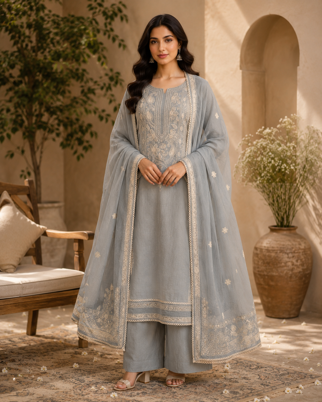 Chikankari Mul Cotton Suit Set