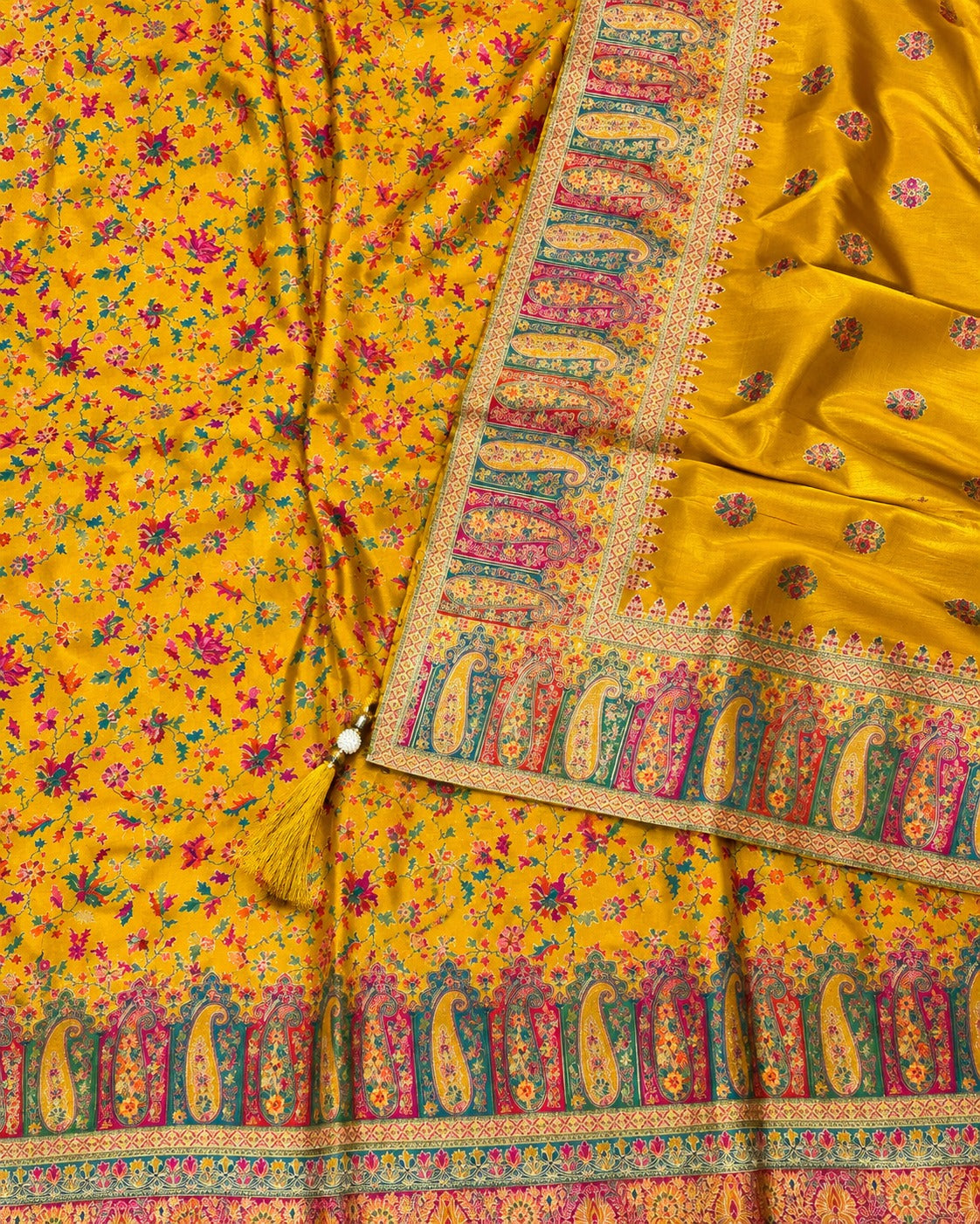 Banarasi Silk with Multicolour Embroidered Suit