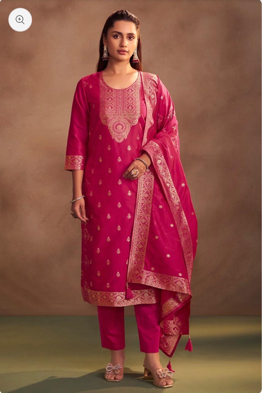 Women's Rani Jacquard Art Silk Straight Kurta Set